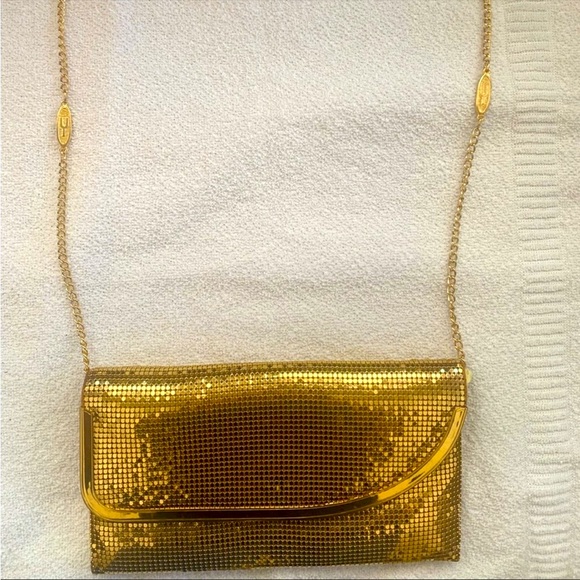 imported Accessories - FULL SEQUIN GOLD CLUTCH/SLING BAG. Beautiful gold purse. With gold chain sling.
